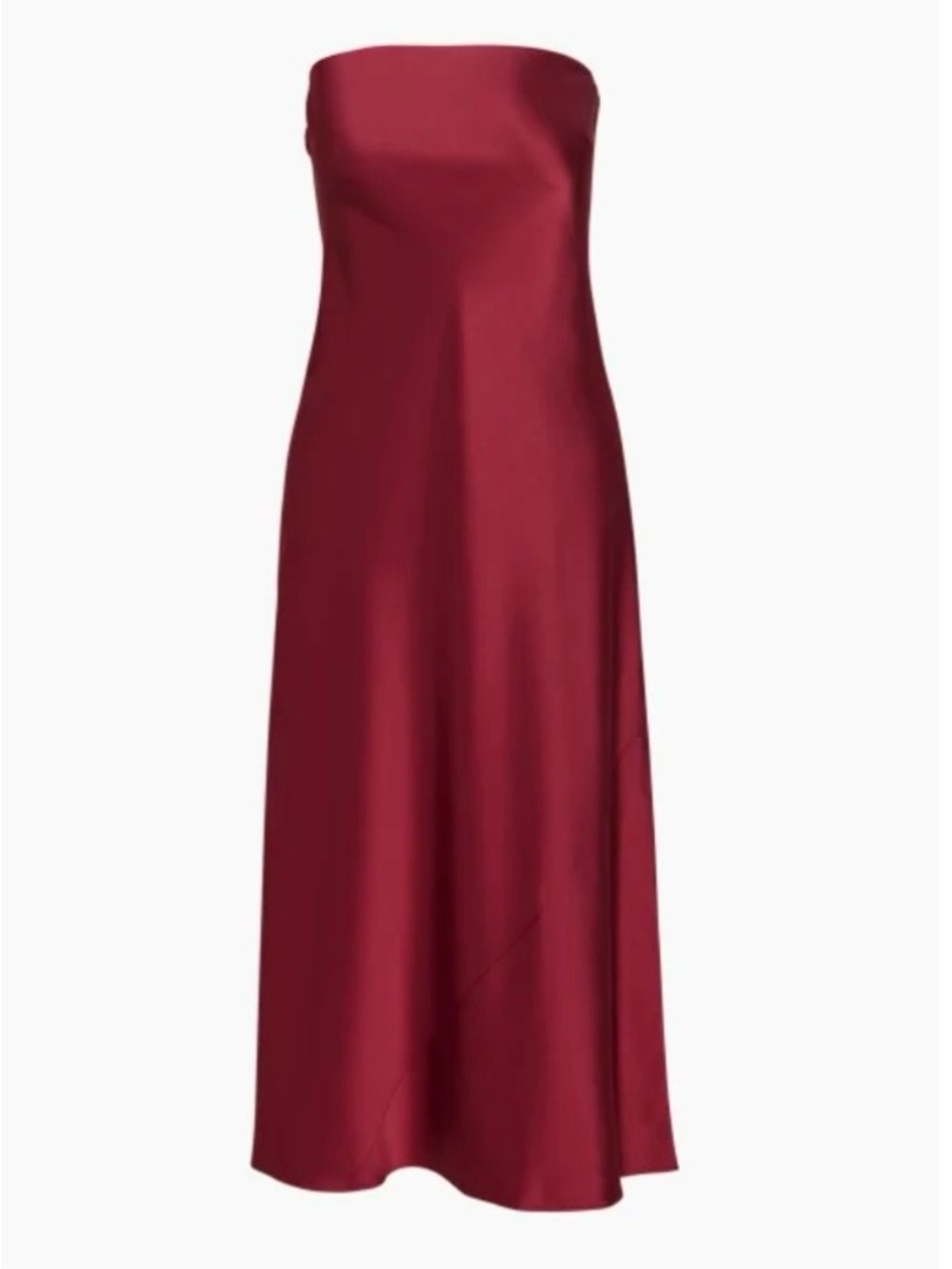 Wilfred Strapless Satin Maxi Dress in Ruby Red